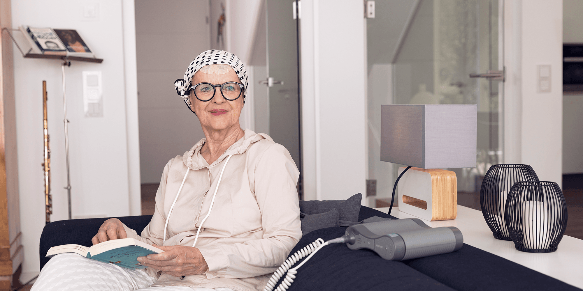 Optune Patient Support Homepage displaying navigation menu and service information